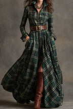 Classic Plaid Button-Up Shirt Dress LavishDaily