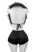 Elegant Feather Halter Tie Shorts Set Lavish Daily