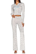 Leopard Print Zip Crop & Flare Set Lavish Daily