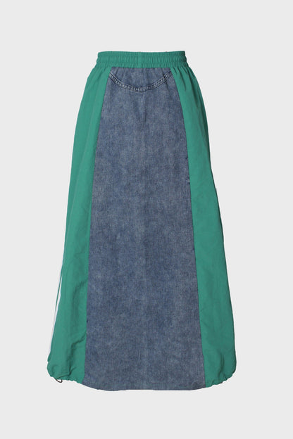 Wide Denim Skirts with Wide Contrast Side Lines Lavish Daily