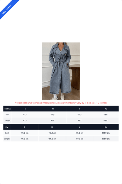 Double-Breasted Denim Trench Lavish Daily
