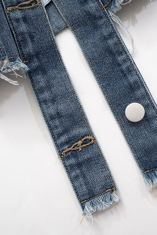 Denim Polo Collar Short Top Coat Lavish Daily