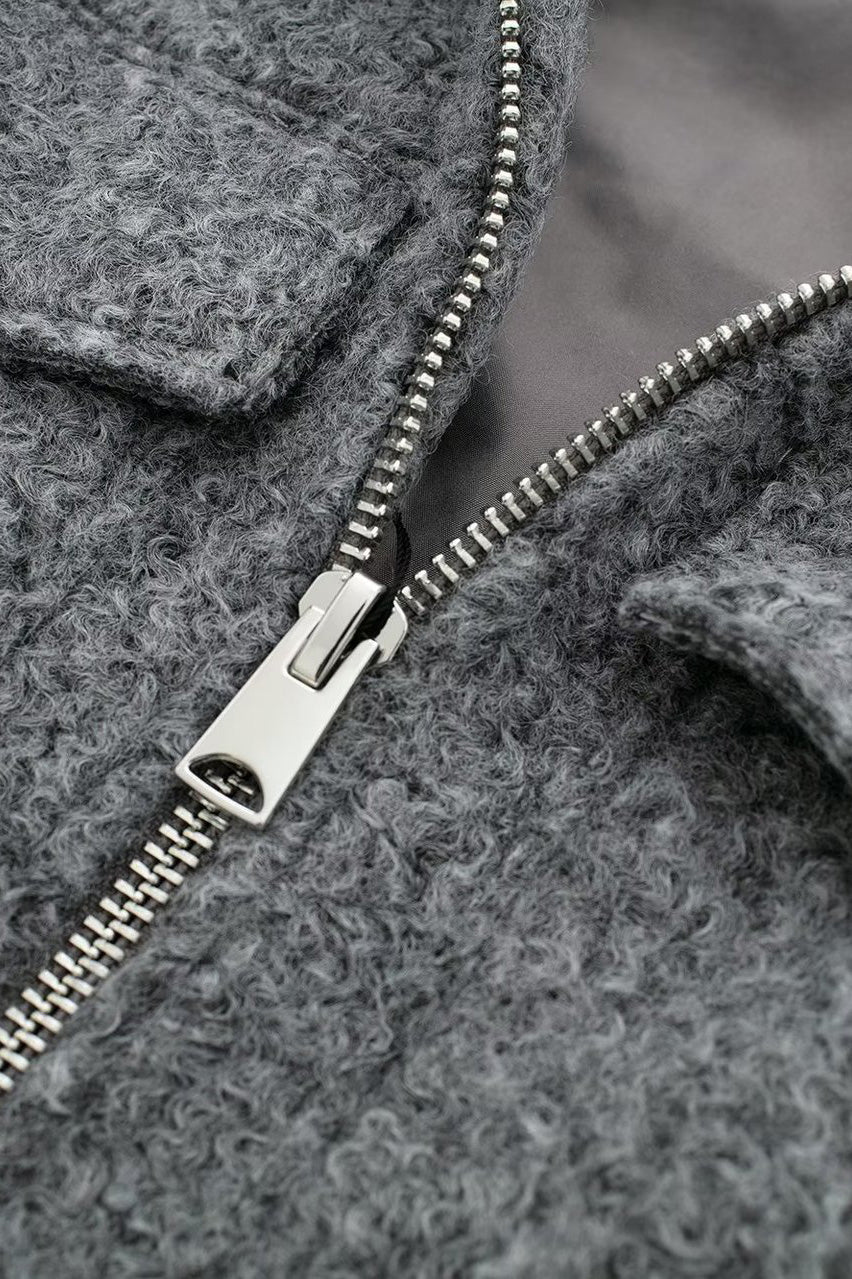 Tweed Cropped Zip Up Jacket Lavish Daily