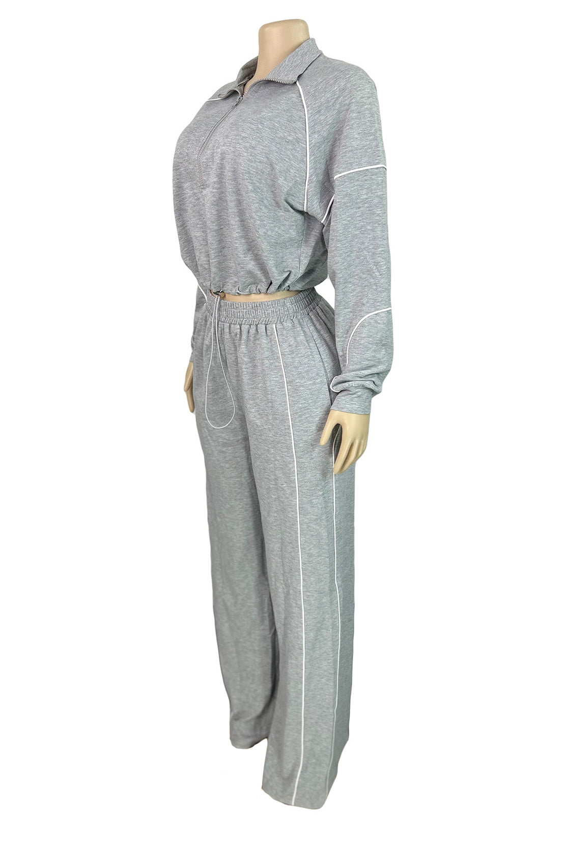 Half-Zip Sweatshirt & Wide Leg Pants Set Lavish Daily