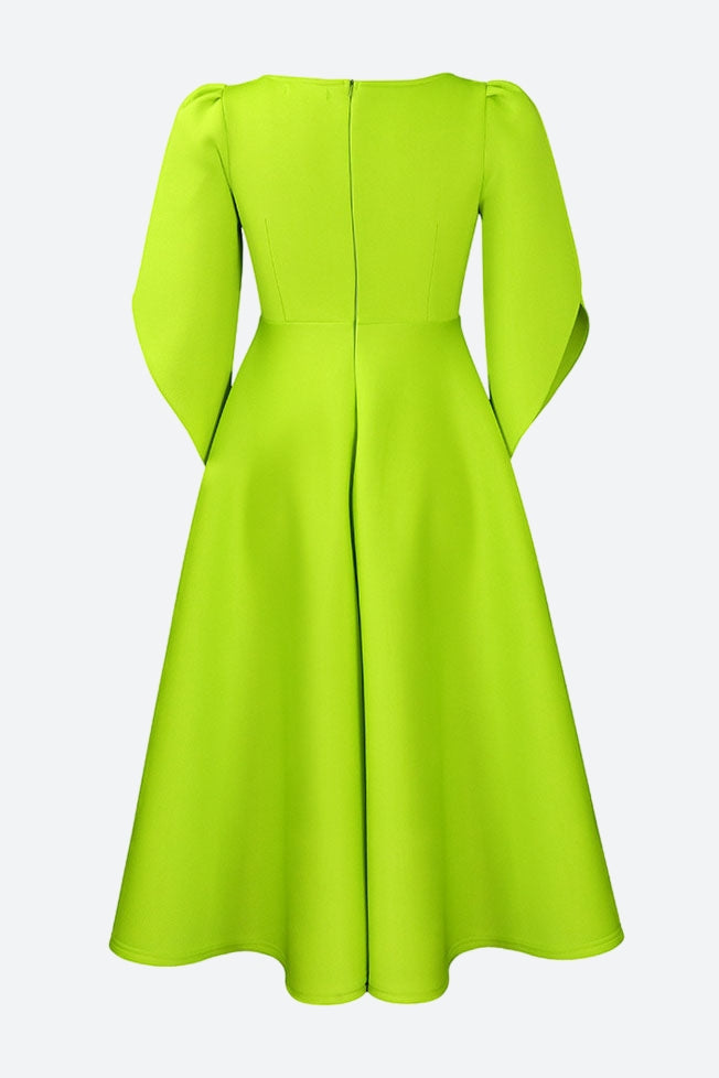 Elegant 3/4 Petal Sleeve Long Midi Dress Lavish Daily