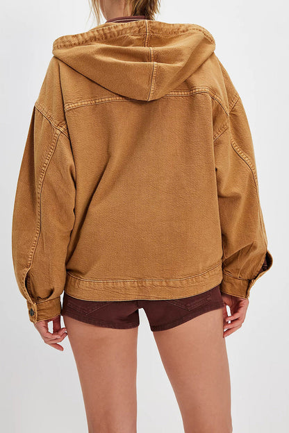 Half Zip Denim Hoodie Pullover Jacket Lavish Daily