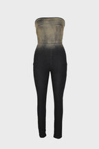 Strapless Stretch Denim Jumpsuit Lavish Daily
