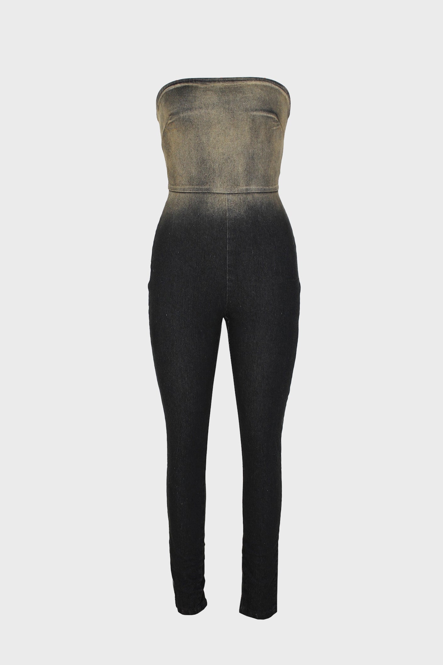 Strapless Stretch Denim Jumpsuit Lavish Daily