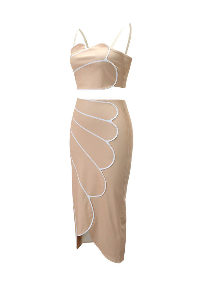 Contrast Trim Scalloped Two-Piece Set Lavish Daily