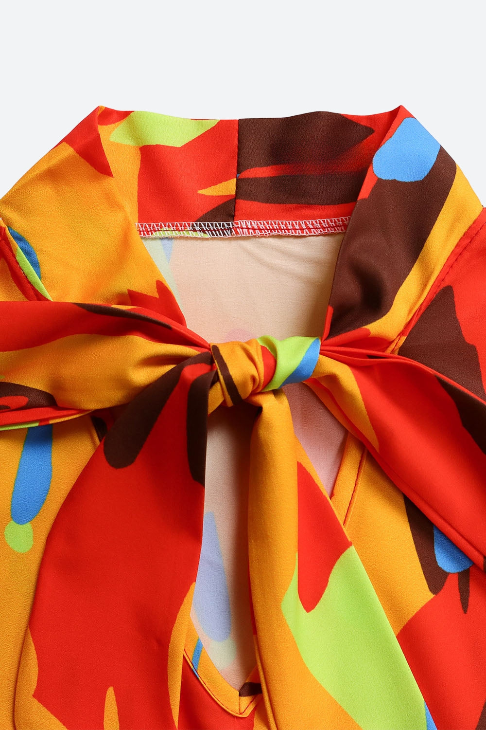 Tie Bow Colorblock Blouse Lavish Daily