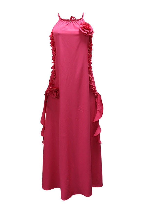 Tie-Strap Sleeveless Ruffled Maxi Dress Lavish Daily