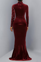 Elegant Velvet Rhinestone Dress LavishDaily