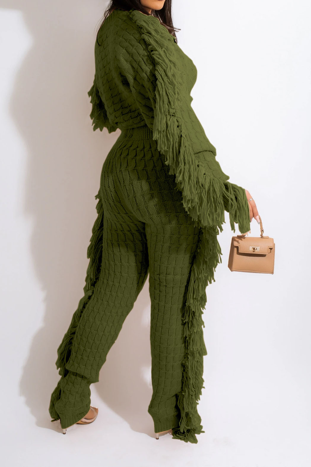 Knit Fringe Pants Set Lavish Daily