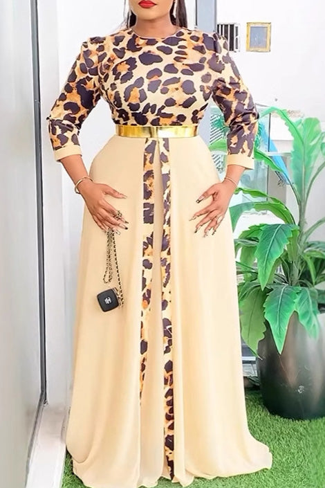 Waist Tie Leopard Print Chiffon Dress Lavish Daily