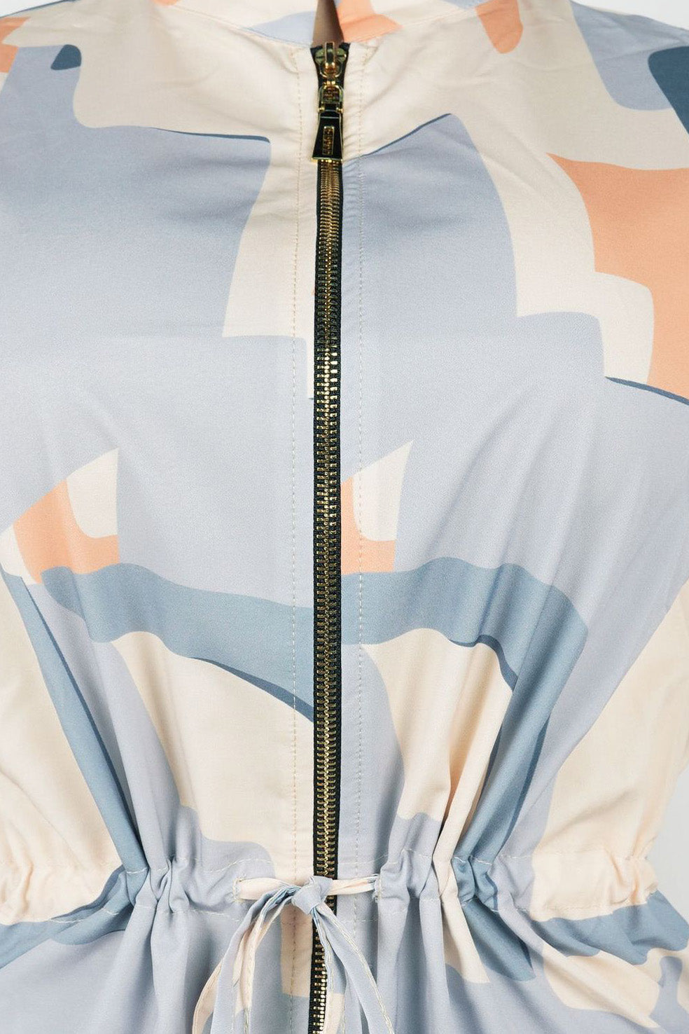 Printed Stand Collar Drawstring Waist 2-Piece Set Lavish Daily