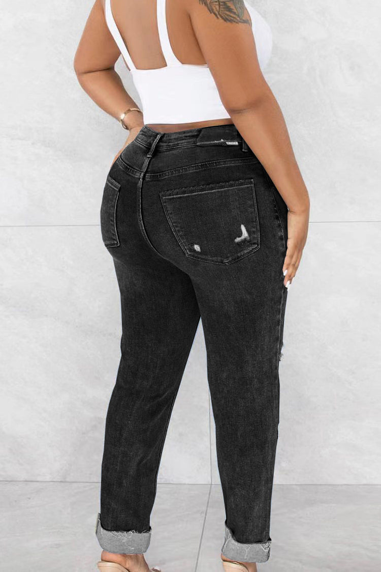 Ripped Stretch Denim Jeans Lavish Daily
