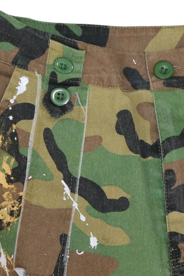 Distressed Camo Patchwork Wide-Leg Cargos Lavish Daily