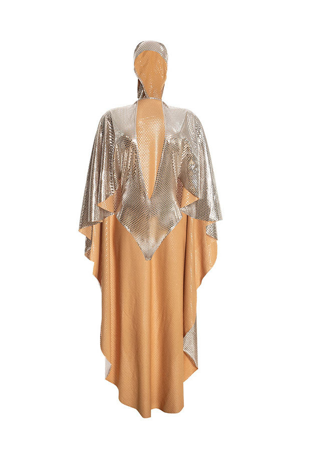 Metallic-Effect Cape Bodysuit Lavish Daily