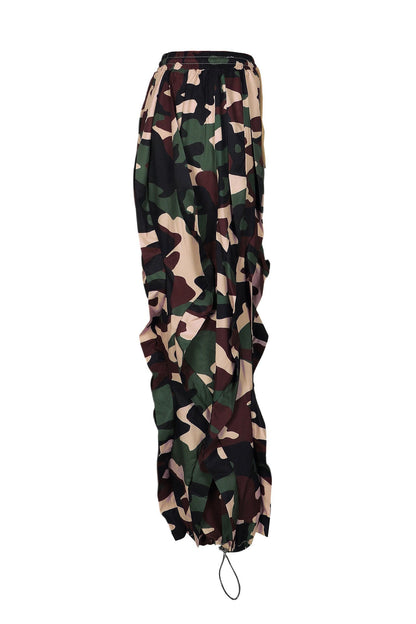 Abstract Print Cascading Draped Drawstring Pants Lavish Daily