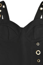 Grommet-Detail Corset Midi Dress with High Slit Lavish Daily