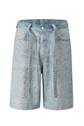 Loose Fit Denim Capri Pants with Rhinestones Lavish Daily