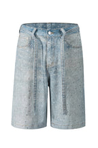 Loose Fit Denim Capri Pants with Rhinestones Lavish Daily