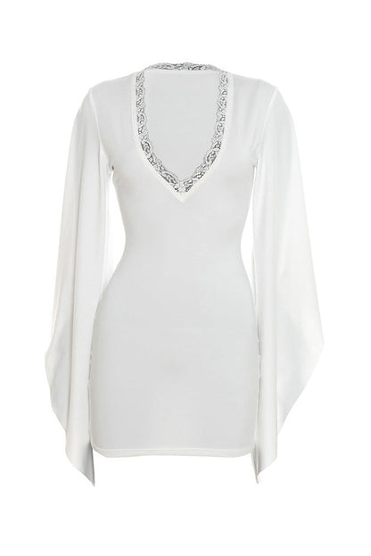 Ruffle Flare Sleeve Bodycon Dress Lavish Daily