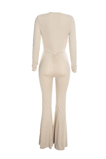 Cowl-Neck Twist-Front Wide-Leg Jumpsuit Lavish Daily