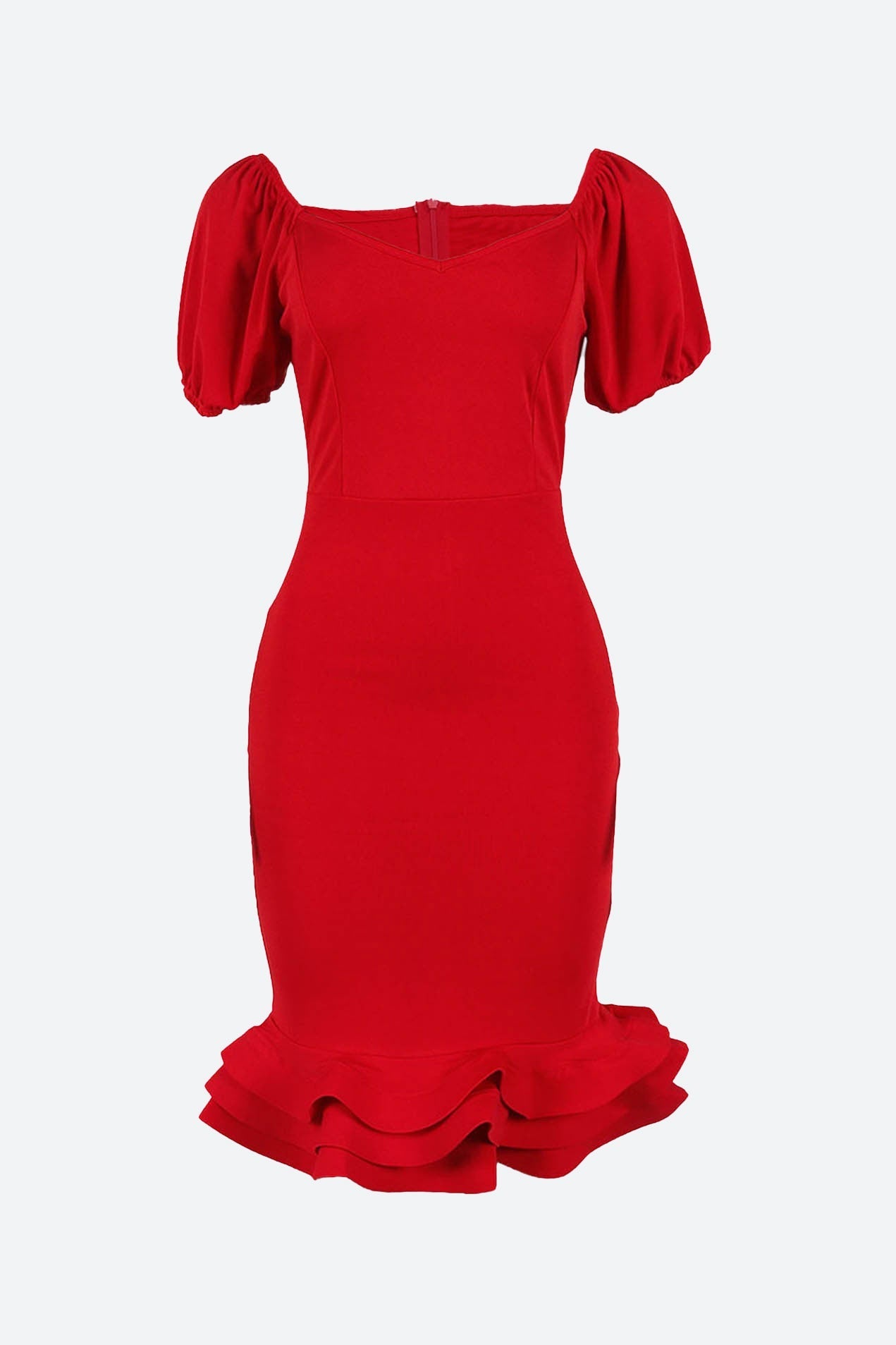 Elegant Ruffle Hem V Neck Wrapped Skirt Dress Lavish Daily