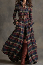 Classic Plaid Button-Up Shirt Dress LavishDaily