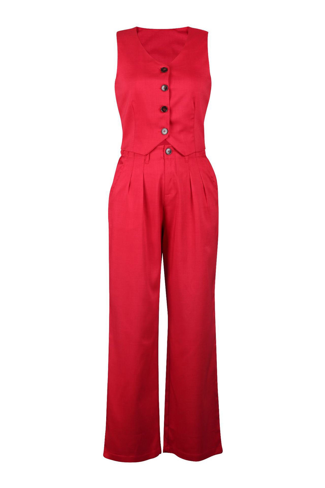 Linen Sleeveless Suit Set for Work Office Lavish Daily
