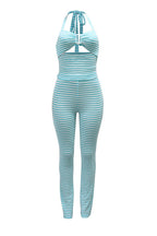 Jacquard Stripe 2-Piece Set with Crop Top & Pants Lavish Daily