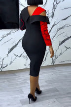 Asymmetrical Color Block Bodycon Dress Lavish Daily