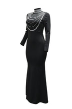 Long Sleeve Diamond Fishtail Bandage Maxi Dress LavishDaily