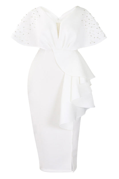 Beaded Ruffled Split Party Dress Lavish Daily