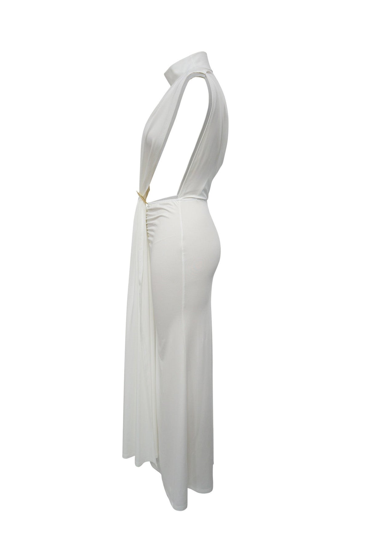 Mock Neck Cutout Ruched Maxi Dress Lavish Daily