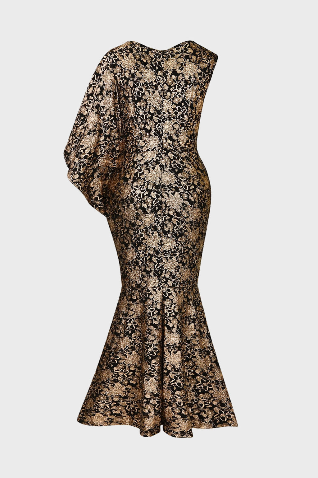 Floral Print Hot Stamping Golden Side Slit Dress Lavish Daily