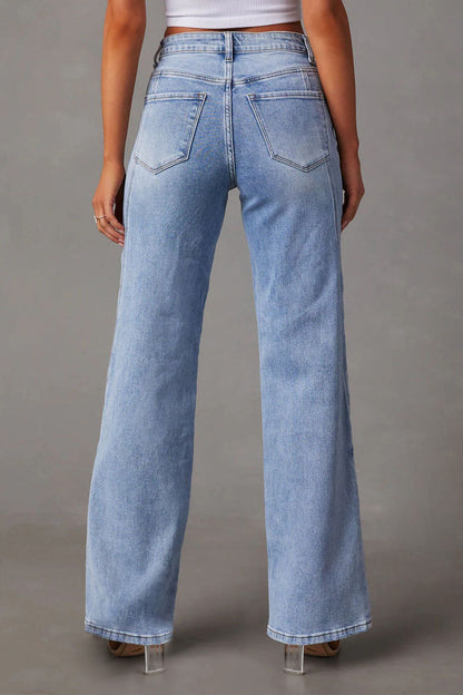 Loose Stitch Wide Leg Jeans Lavish Daily