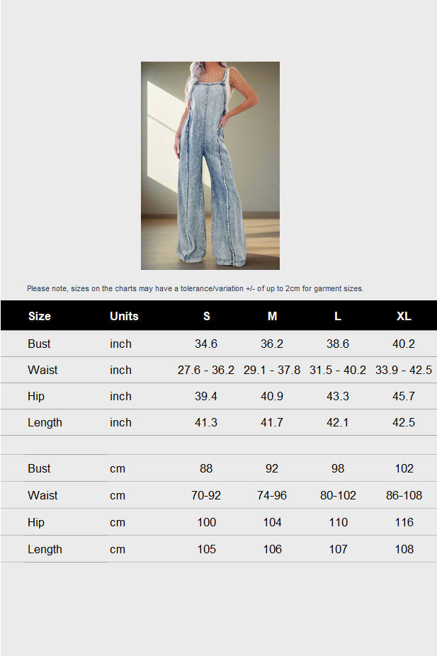 Vintage Raw Edge Washed Denim Jumpsuits Lavish Daily