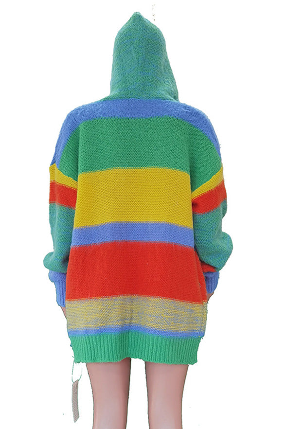 Colorblock Hoodie Cardigan Lavish Daily