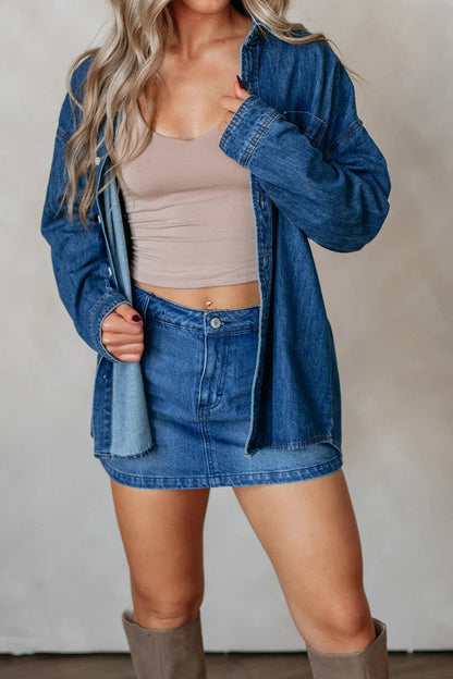 Oversized Boyfriend Denim Shirt Lavish Daily