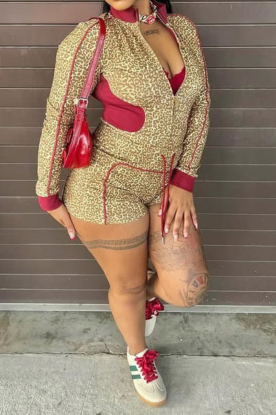 Leopard Print Long Sleeve Stretch Set Lavish Daily