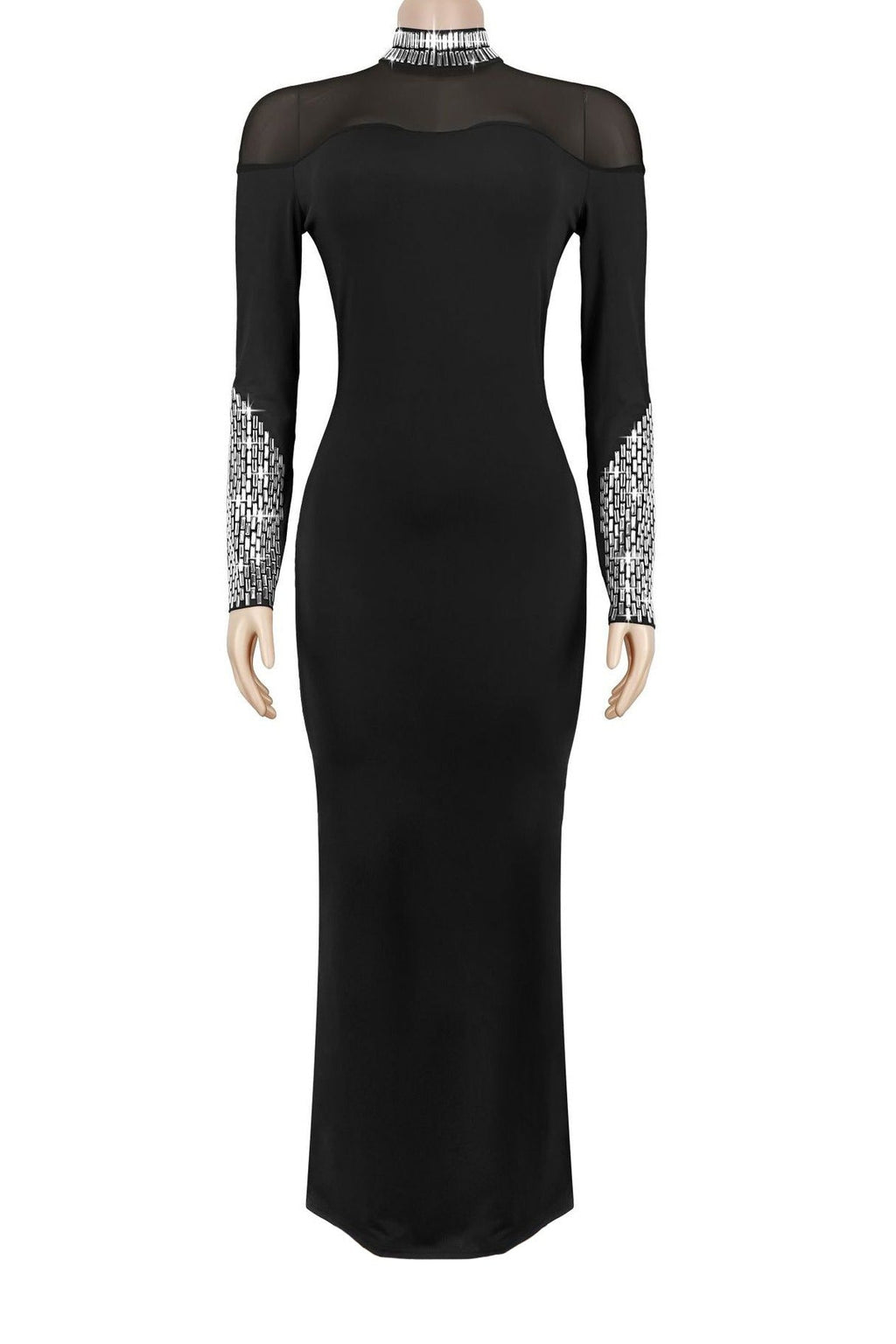 Rhinestone and Mesh Dress LavishDaily