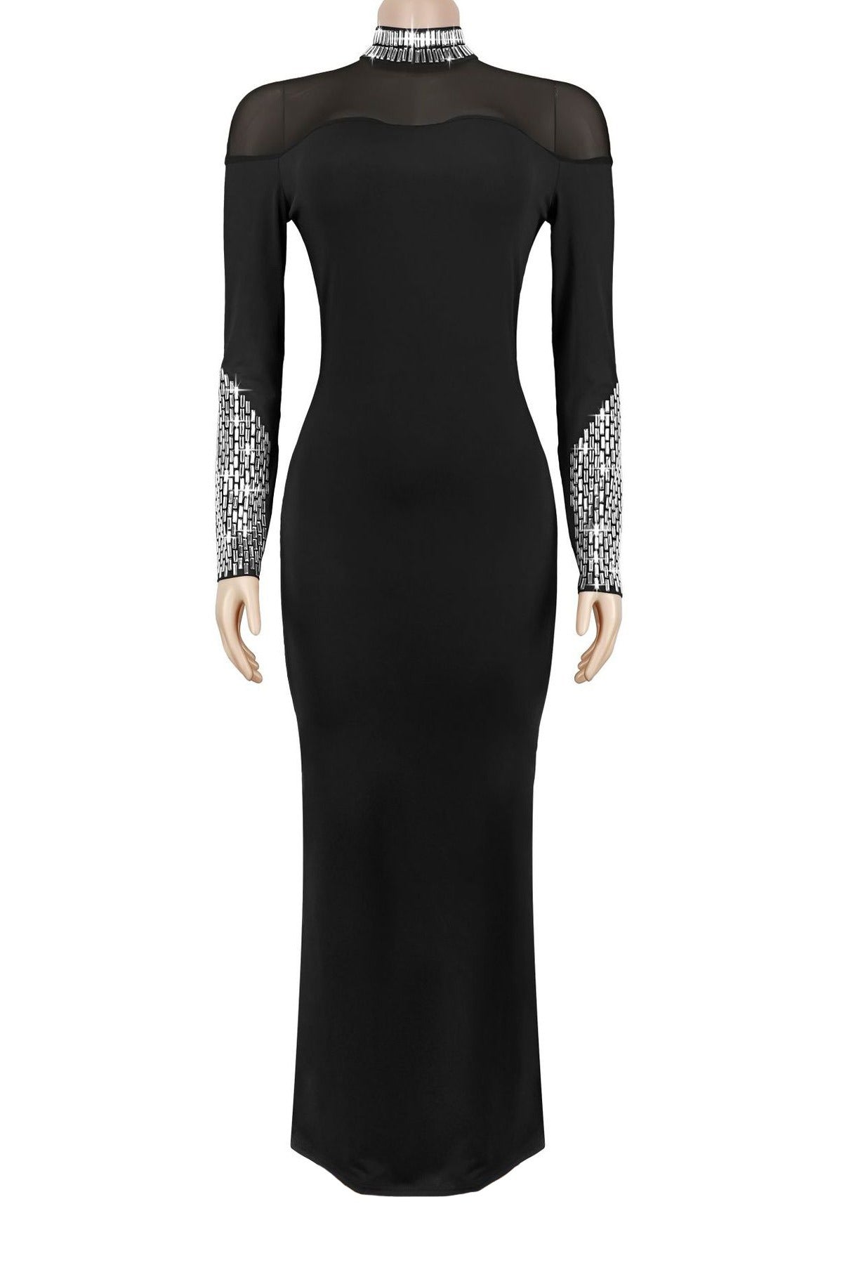 Rhinestone and Mesh Dress LavishDaily