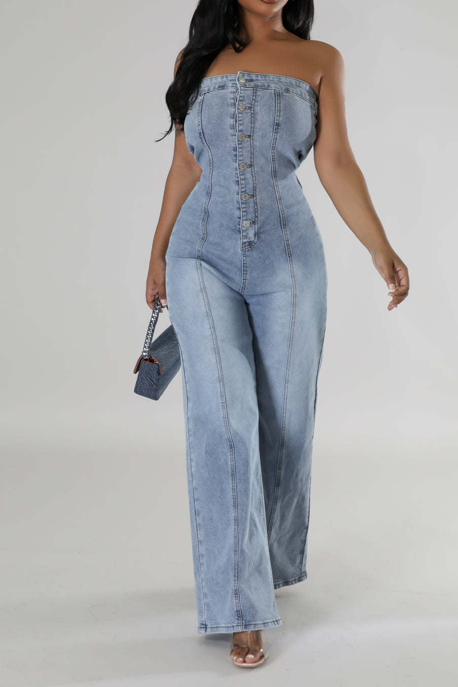 Wide Leg Denim Jumpsuit Lavish Daily