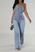 Wide Leg Denim Jumpsuit Lavish Daily