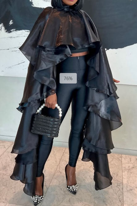 Casual Satin Cape Blouse Lavish Daily