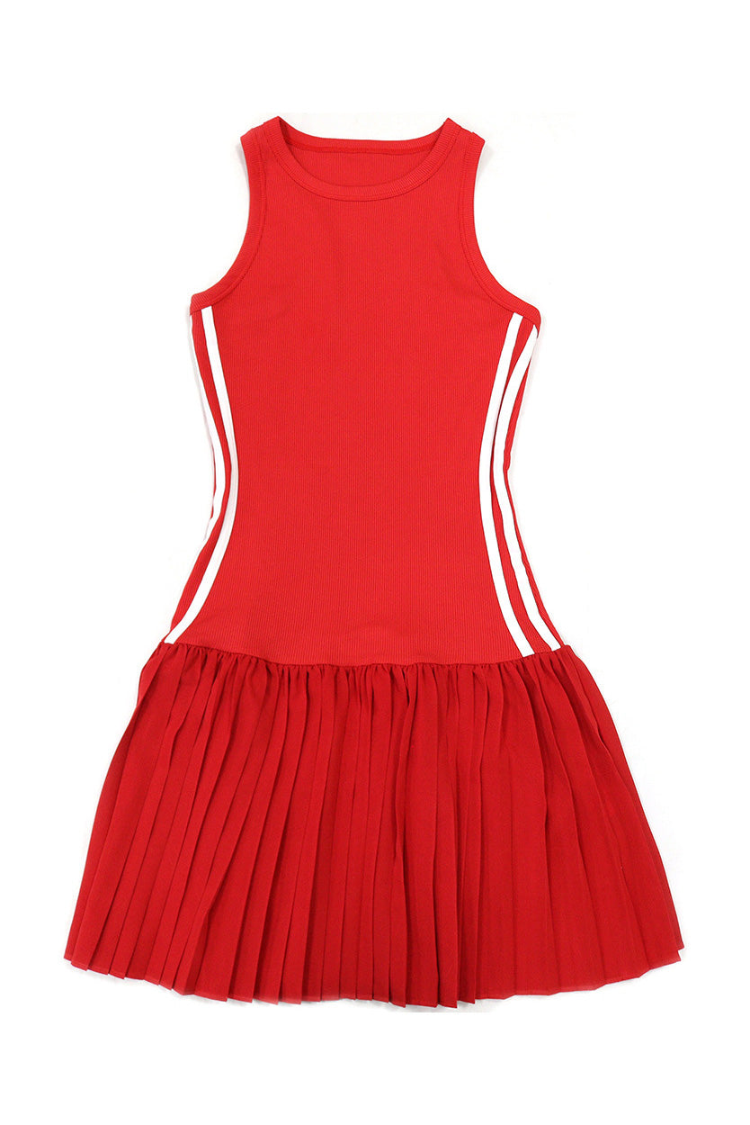 Sleeveless Round Neck Pleated Mini Dress Lavish Daily
