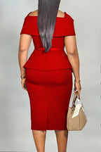 Square Neck High Waist Pencil Dress Lavish Daily