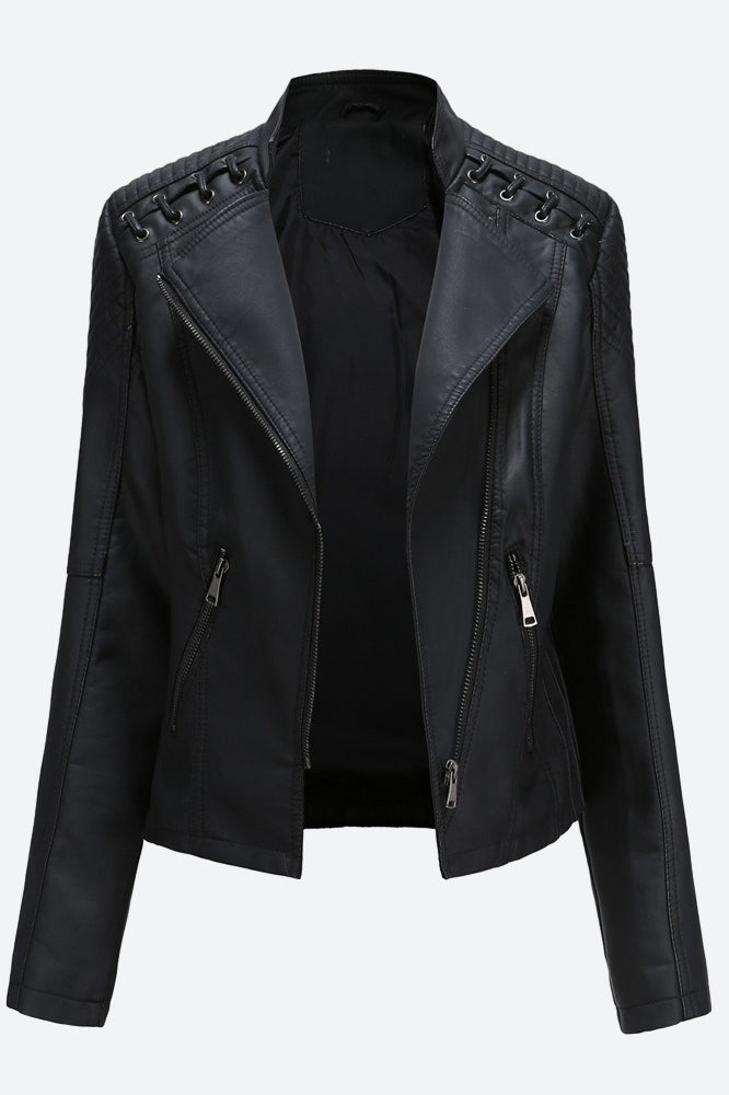 Women Classic Leather Jacket Lavish Daily